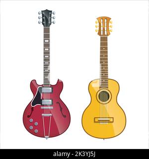 Vektor-Set Von E-Gitarre Illustration Isoliert Auf Weißem Hintergrund Stock Vektor