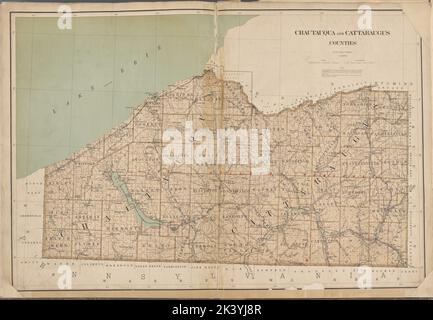 New York State, doppelseitige Platte Nr. 36 Karte der Grafschaften Chautauqua und Cattaraugus kartografisch. Atlanten, Karten. 1895. Lionel Pincus und Prinzessin Firyal Map Division. New York (Bundesstaat) - - vMaps. Stockfoto