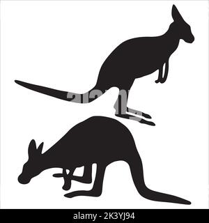 Vektor-Set Von Känguru Silhouetten Illustration Isoliert Auf Weißem Hintergrund Stock Vektor