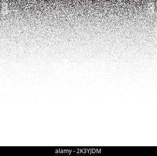 Gradient mit Kornversteiftung. Verblasste stochastische Dotwork-Textur. Zufälliges Grunge Noise Background. Schwarze Punkte, Flecken oder Partikel Tapete. Halbton Stock Vektor
