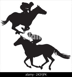 Vektor-Set Von Reiter Mit Pferd Silhouetten Illustration Isoliert Auf Weißem Hintergrund Stock Vektor