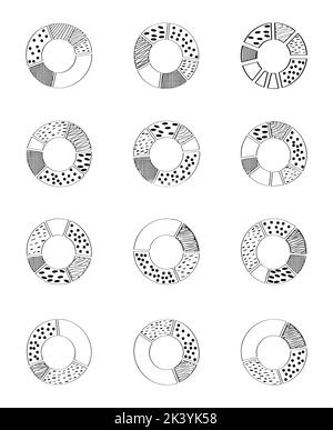 Doodle-Diagramm, Diagramm-Set-Vektor. Business Bubble Set Skizze Vektor Tinte Doodle. Grafik, Diagramm, Sektorsymbole. Wachstum, Pfeil-Diagramme für den Herbst. Stock Vektor