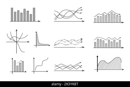 Doodle-Diagramm, Diagramm-Set-Vektor. Business Bubble Set Skizze Vektor Tinte Doodle. Grafik, Diagramm, Sektorsymbole. Wachstum, Pfeil-Diagramme für den Herbst. Stock Vektor