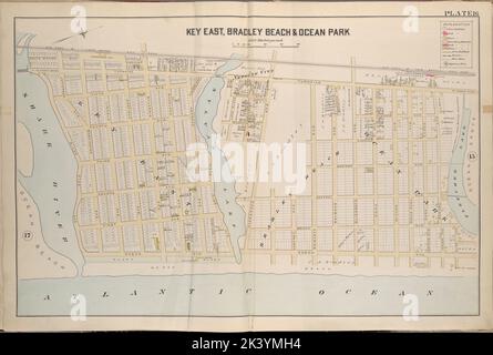 Monmouth County, Double Page Plate No. 16 Karte begrenzt durch Turnpike, Fletcher Lake, Atlantik, Shark River 1889. Breou, Forsey. Kartografisch. Atlanten, Karten, Umfragen, Pläne. Lionel Pincus und Princess Firyal Map Division. Monmouth County (N.J.) Stockfoto