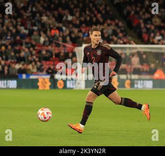 September 27. 2022 ; Bramall Lane, Sheffield, Yourkshire, England. Internationaler U-21-Fußball, England gegen Deutschland: Kilian Fischer Stockfoto