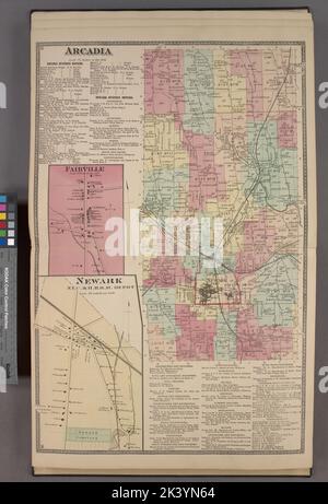 Arcadia Township; Arcadia Business Notices; New Ark Business Notices; Fairville Village; Newark Village Kartografisch. Atlanten, Karten. 1874. Lionel Pincus und Prinzessin Firyal Map Division. Immobilien , New York (Bundesstaat) , Wayne County, Wayne County (N.Y.), Unternehmen, New York (Bundesstaat) , Wayne County Stockfoto