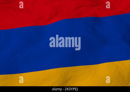 Nahaufnahme einer winkenden Flagge Armeniens im 3D Rendering. Stockfoto