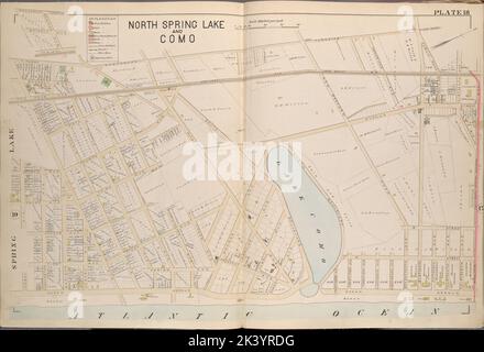 Monmouth County, Double Page Plate No. 18 Karte begrenzt durch Manasquan Turnpike, 12. Ave., Atlantic Ocean, Jersey Ave. 1889. Breou, Forsey. Kartografisch. Atlanten, Karten, Umfragen, Pläne. Lionel Pincus und Princess Firyal Map Division. Monmouth County (N.J.) Stockfoto