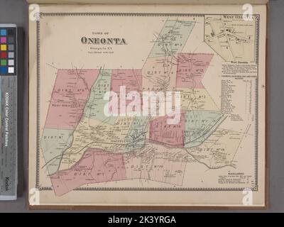 West Oneonta Village; West Oneonta Business Directory. ; Stadt Oneonta, Otsego Co. N.Y. Township kartografisch. Atlanten, Karten. 1868. Lionel Pincus und Prinzessin Firyal Map Division. Otsego County (N.Y.), Immobilien , New York (Bundesstaat) , Otsego County Stockfoto