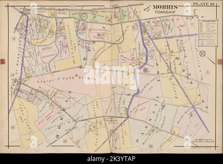 Morris County, Double Page Plate No. 10 Karte begrenzt durch Madison Ave., Loantaka Rd., Vine St., Turnpike Rd. 1910. Kartografisch. Atlanten, Karten. Lionel Pincus und Princess Firyal Map Division. Morris County (N.J.) Stockfoto