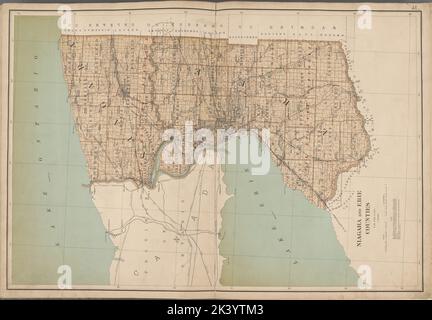 New York State, doppelseitige Platte Nr. 34 Karte von Niagara und Erie Counties kartografisch. Atlanten, Karten. 1895. Lionel Pincus und Prinzessin Firyal Map Division. New York (Bundesstaat) - - vMaps. Stockfoto