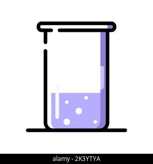 Linie Kunst Glas Chemie lila Kolben. Stock Vektor
