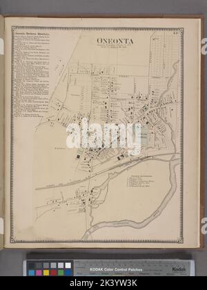 Oneonta Business Directory. ; Oneonta Village Kartografisch. Atlanten, Karten. 1868. Lionel Pincus und Prinzessin Firyal Map Division. Otsego County (N.Y.), Immobilien , New York (Bundesstaat) , Otsego County Stockfoto