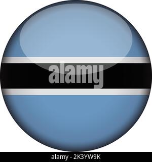 botswana Flagge in glänzenden runden Knopf der Ikone. botswana Emblem isoliert auf weißem Hintergrund. Nationales Konzeptschild. Unabhängigkeitstag. Vektorgrafiken Stock Vektor