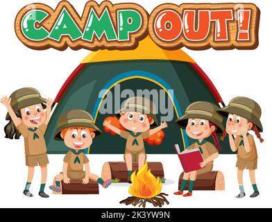 Gruppe von Kindern Camping aus Illustration Stock Vektor