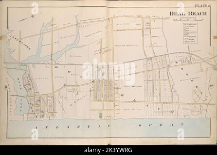 Monmouth County, doppelseitige Platte Nr. 13 Karte von Deal Beach 1889. Breou, Forsey. Kartografisch. Atlanten, Karten, Umfragen, Pläne. Lionel Pincus und Princess Firyal Map Division. Monmouth County (N.J.) Stockfoto