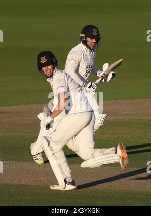 Hove, Großbritannien 28.. September 2022 : Sussex's Ali Orr hat beim zweiten Match zwischen Sussex und Glamorgan auf dem Central County Ground 1. in Hove im LV= Insurance County Championship Division gespielt. Stockfoto