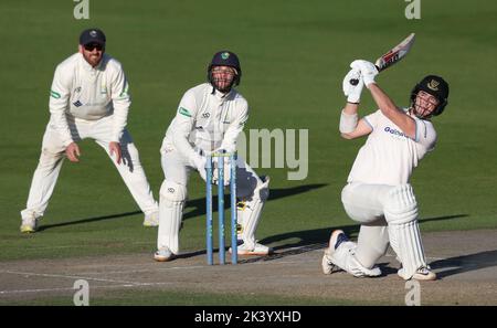 Hove, Großbritannien 28.. September 2022 : Sussex's Ali Orr hat beim zweiten Match zwischen Sussex und Glamorgan auf dem Central County Ground 1. in Hove im LV= Insurance County Championship Division gespielt. Stockfoto