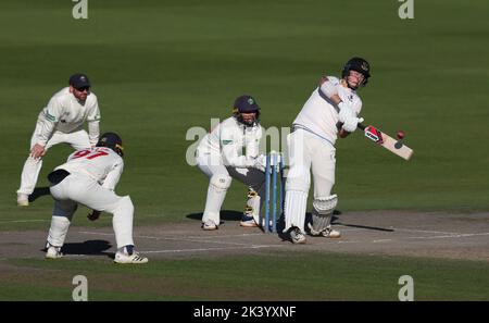 Hove, Großbritannien 28.. September 2022 : Sussex's Ali Orr hat beim zweiten Match zwischen Sussex und Glamorgan auf dem Central County Ground 1. in Hove im LV= Insurance County Championship Division gespielt. Stockfoto