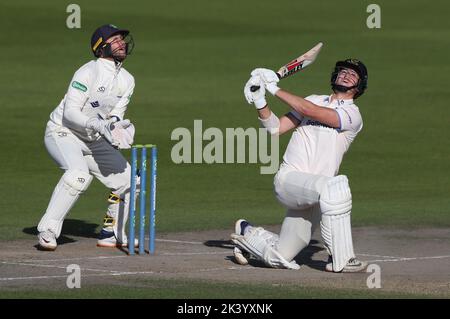 Hove, Großbritannien 28.. September 2022 : Sussex's Ali Orr hat beim zweiten Match zwischen Sussex und Glamorgan auf dem Central County Ground 1. in Hove im LV= Insurance County Championship Division gespielt. Stockfoto