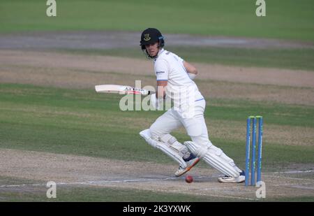 Hove, Großbritannien 28.. September 2022 : Sussex's Ali Orr hat beim zweiten Match zwischen Sussex und Glamorgan auf dem Central County Ground 1. in Hove im LV= Insurance County Championship Division gespielt. Stockfoto