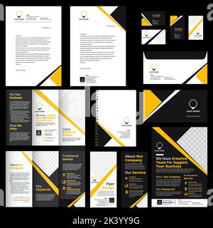 Editierbare Content-Vorlage Corporate Identity Stationery Bundle für Promotion-Layout-Design Stock Vektor