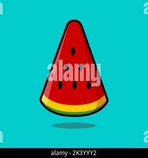 Ein niedliches Cartoon-Bild einer Scheibe roter Wassermelone. Vektorgrafik. Stock Vektor