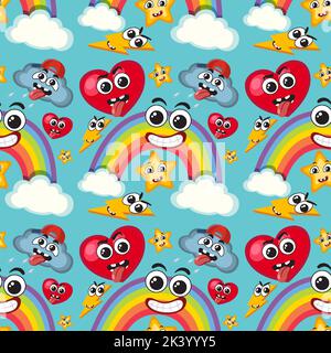 Cartoon Regenbogen nahtlose Muster Illustration Stock Vektor