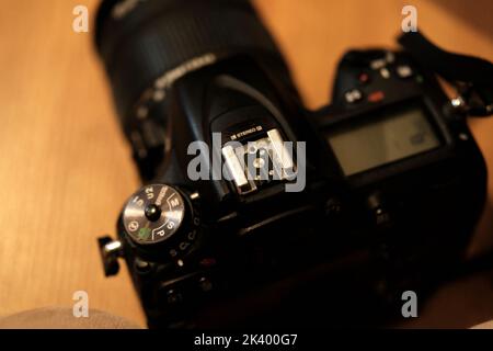 Fotokamera von oben betrachtet Stockfoto