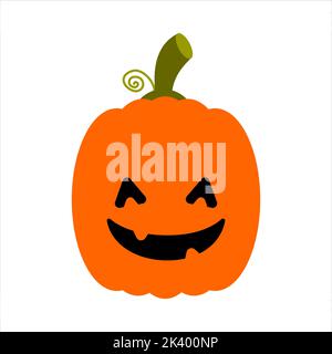 Halloween-Illustration. Vektor orange Kürbis mit einem Lächeln. Stock Vektor