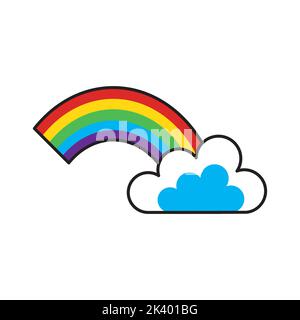 Vektor niedlichen Regenbogen und Wolke Illustration isoliert auf weißem Hintergrund. Stock Vektor