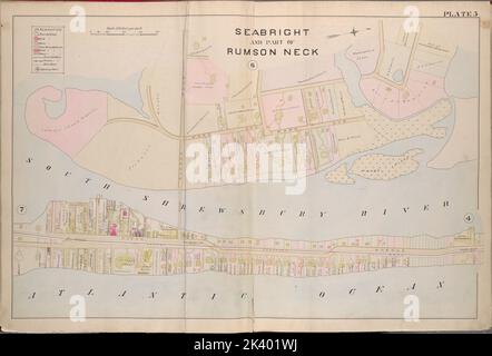 Monmouth County, doppelseitige Platte Nr. 5 Karte von Seabright und Teil von Rumson Neck 1889. Breou, Forsey. Kartografisch. Atlanten, Karten, Umfragen, Pläne. Lionel Pincus und Princess Firyal Map Division. Monmouth County (N.J.) Stockfoto