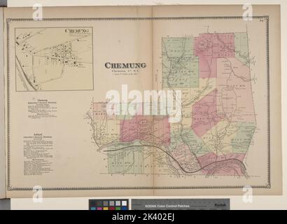 Chemung Village; Chemung Subscriber's Business Directory; Ashland Subscriber's Business Directory; Chemung Township-Kartographie. Atlanten, Karten. 1869. Lionel Pincus und Prinzessin Firyal Map Division. Chemung County (N.Y.), Immobilien , New York (Bundesstaat) , Chemung County, Unternehmen, New York (Bundesstaat) , Chemung County Stockfoto