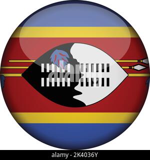 swasiland Flagge in glänzenden runden Knopf der Ikone. swasiland Emblem isoliert auf weißem Hintergrund. Nationales Konzeptschild. Unabhängigkeitstag. Vektorgrafik Stock Vektor