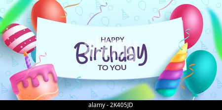 Alles gute zum Geburtstag Text Vektor Vorlage Design. Geburtstagsgruß Typografie in leerem Raum für Kinder Party Banner Hintergrund Dekoration. Stock Vektor