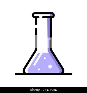 Ein purpurfarbener Chemiekolben. Strichkunst Stock Vektor