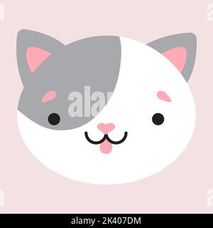 Niedliche einfache flache Illustration eines Katzenkopfes. Vektorgrafik. Stock Vektor