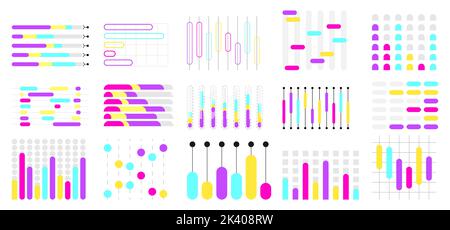 Vektor für Schnittstellendiagramm-Set. Marktzeichen für Geschäftsdaten. Admin Dashboard Design für Website. Stock Vektor