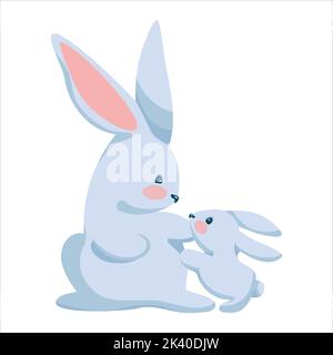 Niedliche Hase Familie Hug und Blick auf einander Stock Vektor