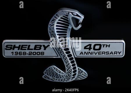 Emblem Shelby Mustang - ist eine leistungsstarke Version des Ford Mustang Stock Foto Stockfoto