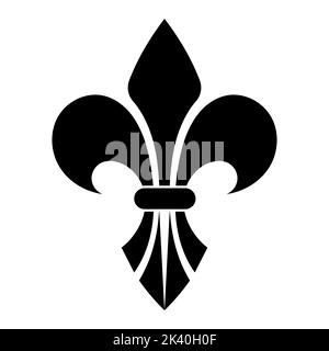 Schwarze Königliche Lilie auf weißem Hintergrund. Wappen, Logo, Design-Element Stock Vektor