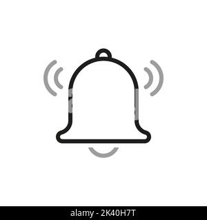 Einfaches lineares Vektorsymbol für Wecker. Zeilensymbole zur Benachrichtigung. Schnittstellenelemente. Stock Vektor