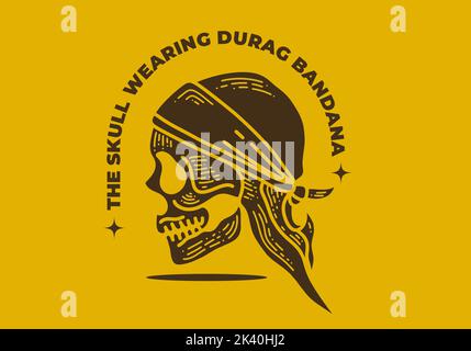 Vintage Retro Art Design eines Totenkopfes mit duaps Stock Vektor