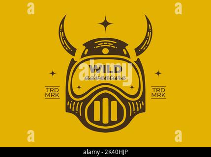 Vintage Retro Art Design eines Helms mit scharfen Hörnern Stock Vektor