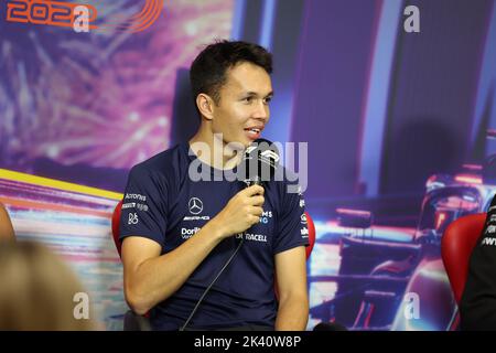 Singapur. 29. September 2022. ALBON Alexander (tha), Williams Racing FW44, Porträt, Pressekonferenz, während der Formel 1 Singapore Airlines Grand Prix von Singapur 2022, 17. Runde der FIA Formel 1 Weltmeisterschaft 2022 vom 30. September bis 02. Oktober 2022 auf dem Marina Bay Street Circuit, in Singapur - Foto Florent Gooden/DPPI Quelle: DPPI Media/Alamy Live News Stockfoto