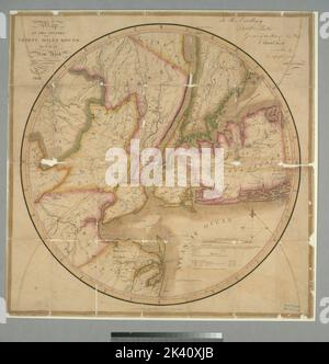 Karte des Landes 30 Meilen um die Stadt New York 30 Meilen um die Stadt New York kartografisch. Karten. 1828. Lionel Pincus und Prinzessin Firyal Map Division. New York (New York), New York Metropolitan Area Stockfoto