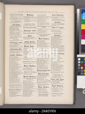 Classified Business Directory of New York 8 kartografisch. Atlanten, Karten. 1871. Lionel Pincus und Prinzessin Firyal Map Division. New York (Bundesstaat) Stockfoto