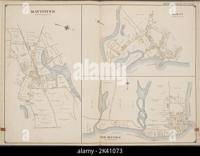 Suffolk County, V. 2, Doppelseite Platte Nr. 27 Karte begrenzt durch Mattituck, Orient, Neue Suffolk Kartographie. Atlanten, Karten. 1902 - 1909. Lionel Pincus und Princess Firyal Map Division. Suffolk County (New York) Stockfoto