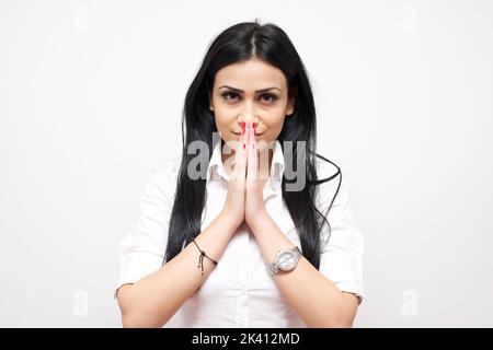 Frau beten halten Spange Hände zusammen Stock Foto Stockfoto