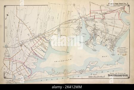 Teil der Stadt Southampton kartografisch. Atlanten, Karten. 1915 - 1917. Lionel Pincus und Princess Firyal Map Division. Suffolk County (New York) Stockfoto